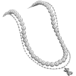 Collana Perle Bianco Doppio Strato Laccetto Con Ciondolo Orso Orsetto 12mm Colore Argento ET178