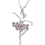 COLLANA CIONDOLO BALLERINA TUTU ZIRCONI ROSA DANZA BALLETTO MODERNA CLASSICA ET55