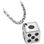 Collana Uomo Donna Ciondolo Dado Da Gioco 1cm Colore Argento ET170