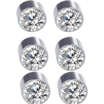 Set 6 Coppie Coppia Finto Orecchino Magnetico, Fake Piercing Calamita Brillantino 4mm ET186