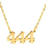 Collana con ciondolo numerico 444 color oro, collana protezione angeli numero angelico ET130