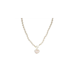 Collana Girocollo In Perle Con Ciondolo Pendente a Forma Di Cuore Con Strass Colore Bianco e Oro Con Chiusura a T ET190