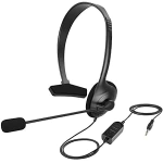 Cuffia Mono Auricolare con Microfono x PS4 PS5 Smartphone Volume e Archetto Regolabili Tasto Silenziamento Mic Cavo Jack 3,3mm