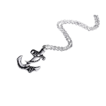 Collana Unisex Ciondolo Forma Ancora 3,5cm Simbolo Ormeggio Mare Colore Argento Catenina lunga 68cm ET192