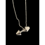 Collana Unisex Con Ciondolo a Forma Di Bilanciere Palestra Manubrio Fitness Di Misura 3,5cm Colore Argento ET193