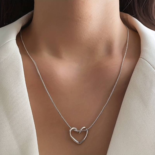 JMIMO Collana Donna Cuore Con Strass Blu - Acciaio Inossidabile, Catena 48+5 Cm - Regalo Anniversario Matrimonio