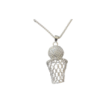 Collana Unisex Con Ciondolo Palla Sport Basket Gioco Pallacanestro 6cm Colore Argento con Brillantini ET200