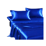 COMPLETO MATRIMONIALE RASO BLU LENZUOLA BLU ELETTRICO SEXY 6 PEZZI CON SACCO COPRIPIUMONE