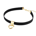 Collana Donna Girocollo Aderente Stile Gotico Elegante Retrò In Velluto Nero Con Ciondolo Cuore Pendente In Colore Oro ET208