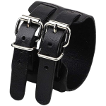 Bracciale Punk Rock Unisex Eco Pelle Polsino Design Gotico Vintage Largo 5cm Con Doppio Cinturino Acciaio Con 5 Diverse Misure Regolabile Et212