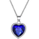 Collana Elegante Ciondolo Pendente Romantico Cuore Blu Dell'Oceano Con Strass Brillantini ET211