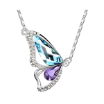 Collana Ala Di Farfalla Ciondolo Elegante Butterfly Simbolo Portafortuna Con Strass Brillantini ET158