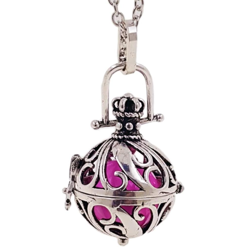 COLLANA CIONDOLO CHIAMA ANGELI BOLA MESSICANA SFERA  FUCSIA 2,6cm CATENA ET89