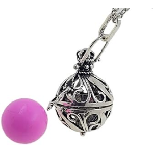 COLLANA CIONDOLO CHIAMA ANGELI BOLA MESSICANA SFERA  FUCSIA 2,6cm CATENA ET89
