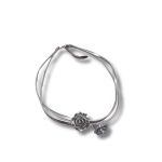 Collana Collarino Chocker Girocollo con doppia Rosa due rose Doppio Cordoncino fiori Donna Elegante Vintage Design Moderno, Grigio ET231