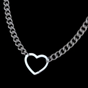 Collana Catenina a Maglia Cubana girocollo con ciondolo a forma di cuore amore Donna Elegante ET232