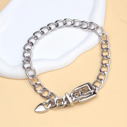 Collana a Catena Choker Donna Acciaio Inossidabile, 44 cm x 1,5 cm, Argento ET233