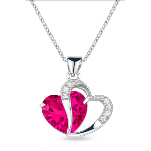 COLLANA CON CIONDOLO CUORE ROSA E CRISTALLI AUSTRIACI ET234