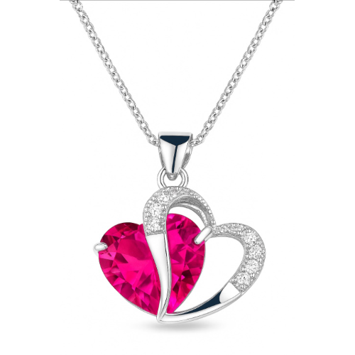 COLLANA CON CIONDOLO CUORE ROSA E CRISTALLI AUSTRIACI ET234