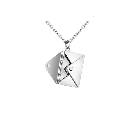 Collana Ciondolo Medaglione Con Busta Apribile 2cm Con Lettera Amore I Love You Colore ARGENTO ET241
