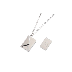 Collana Ciondolo Medaglione Con Busta Apribile 2cm Con Lettera Amore I Love You Colore ARGENTO ET241