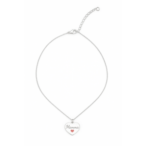 Collana Donna con Ciondolo Cuore "Mamma" Regalo Ciondolo Elegante con Cuoricino Rosso ET242