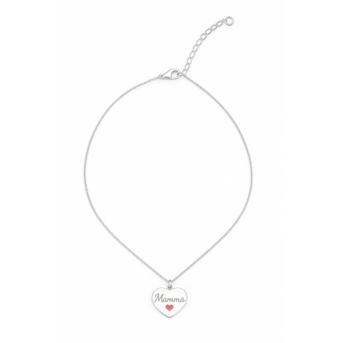 Collana Donna con Ciondolo Cuore "Mamma" Regalo Ciondolo Elegante con Cuoricino Rosso ET242