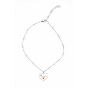 Collana Donna con Ciondolo Cuore "Mamma" Regalo Ciondolo Elegante con Cuoricino Rosso ET242