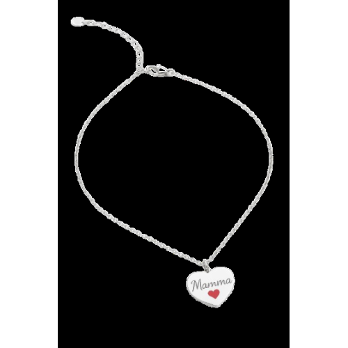 Collana Donna con Ciondolo Cuore "Mamma" Regalo Ciondolo Elegante con Cuoricino Rosso ET242