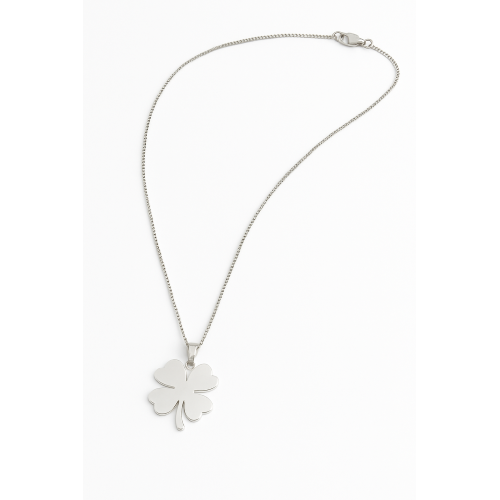 Collana Donna in Acciaio Inossidabile con Pendente Quadrifoglio Portafortuna, Idea Regalo Elegante ET243