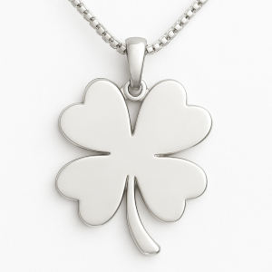Collana Donna in Acciaio Inossidabile con Pendente Quadrifoglio Portafortuna, Idea Regalo Elegante ET243