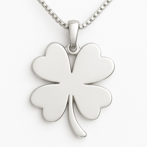 Collana Donna in Acciaio Inossidabile con Pendente Quadrifoglio Portafortuna, Idea Regalo Elegante ET243