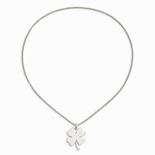 Collana Donna in Acciaio Inossidabile con Pendente Quadrifoglio Portafortuna, Idea Regalo Elegante ET243