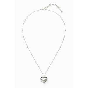 Collana Donna con Ciondolo Cuore Collanina Elegante con Catena a Sferette e Pendente Lucido Moda Regalo Amore ET244