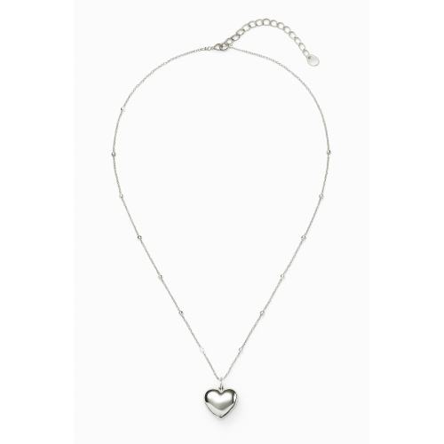 Collana Donna con Ciondolo Cuore Collanina Elegante con Catena a Sferette e Pendente Lucido Moda Regalo Amore ET244