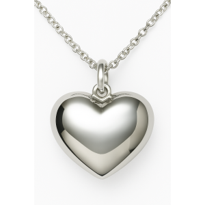 Collana Donna con Ciondolo Cuore Collanina Elegante con Catena a Sferette e Pendente Lucido Moda Regalo Amore ET244