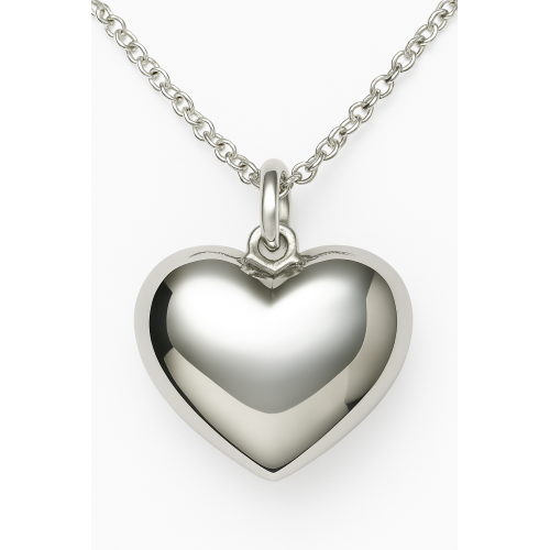 Collana Donna con Ciondolo Cuore Collanina Elegante con Catena a Sferette e Pendente Lucido Moda Regalo Amore ET244