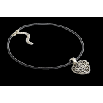 Collana Girocollo con Ciondolo Cuore Intagliato – Design Elegante Vintage su Cordino Nero ET17