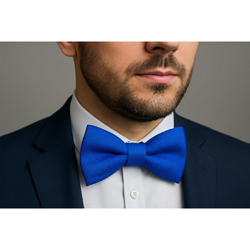 Papillon Uomo Blu elettrico Elegante in Microfibra Jacquard – Già Annodato e Regolabile
