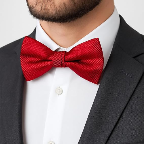 Papillon Uomo ROSSO Elegante in Microfibra Jacquard – Già Annodato e Regolabile