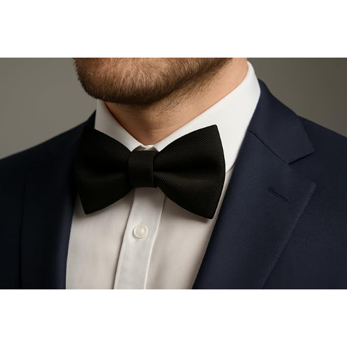 Papillon Uomo NERO Elegante in Microfibra Jacquard – Già Annodato e Regolabile