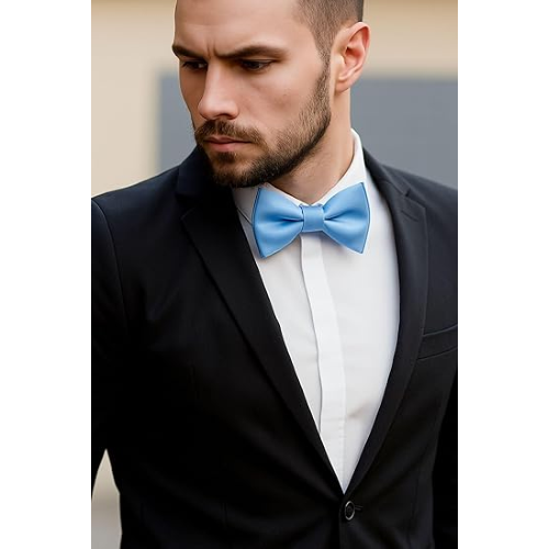 PAPILLON RASO SLIM SOTTILE CRAVATTINO FARFALLINO FARFALLA UOMO DONNA AZZURRO CHIARO