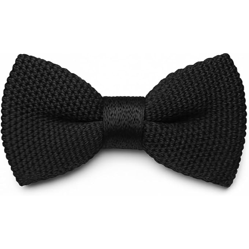 Papillon Uomo Nero a Maglia – Elegante Cravatta a Farfalla in Maglia Intrecciata Preannodata