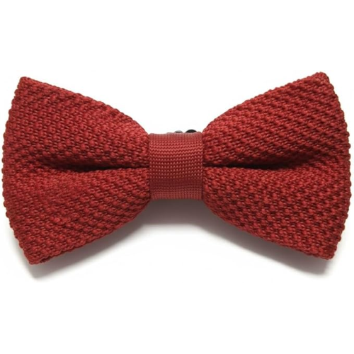 Papillon Uomo GRANATA a Maglia – Elegante Cravatta a Farfalla in Maglia Intrecciata Preannodata – Stile Classico per Cerimonie, Matrimonio, Business, Moda Casual