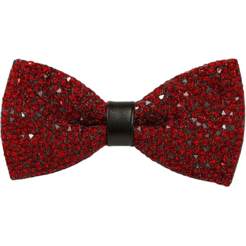 Papillon Uomo Donna Glitter ROSSO Argento Elegante Accessorio Brillante per Feste, Cerimonie, Eventi Speciali