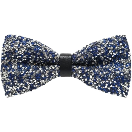 Papillon Uomo Donna Glitter BLU Argento Elegante Accessorio Brillante per Feste, Cerimonie, Eventi Speciali