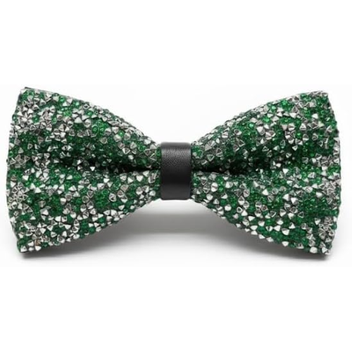 Papillon Uomo Donna Glitter VERDE Argento Elegante Accessorio Brillante per Feste, Cerimonie, Eventi Speciali