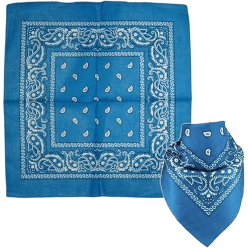 BANDANA AZZURRA QUADRATA  PAISLEY PIRATA FAZZOLETTO SPORT CICLISMO SOTTO CASCO