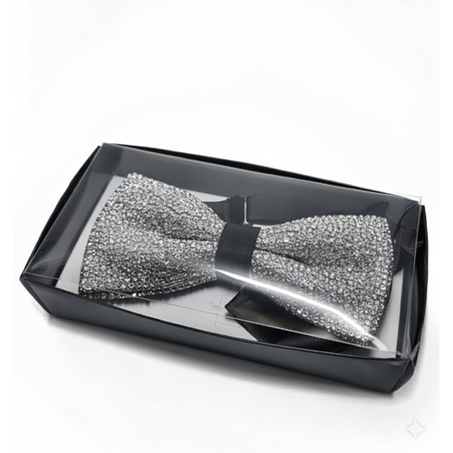 Papillon Uomo Donna Glitter Argento Elegante Accessorio Brillante per Feste, Cerimonie, Eventi Speciali