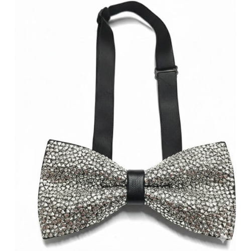 Papillon Uomo Donna Glitter Argento Elegante Accessorio Brillante per Feste, Cerimonie, Eventi Speciali